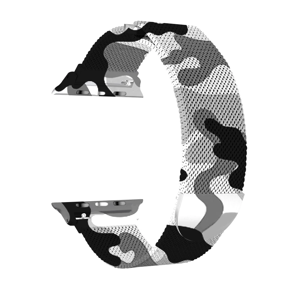 Camouflage Stainless Steel Milanese Band with Semicircle Magnetic Closure for Apple Watch 40mm 44mm | Наручные часы