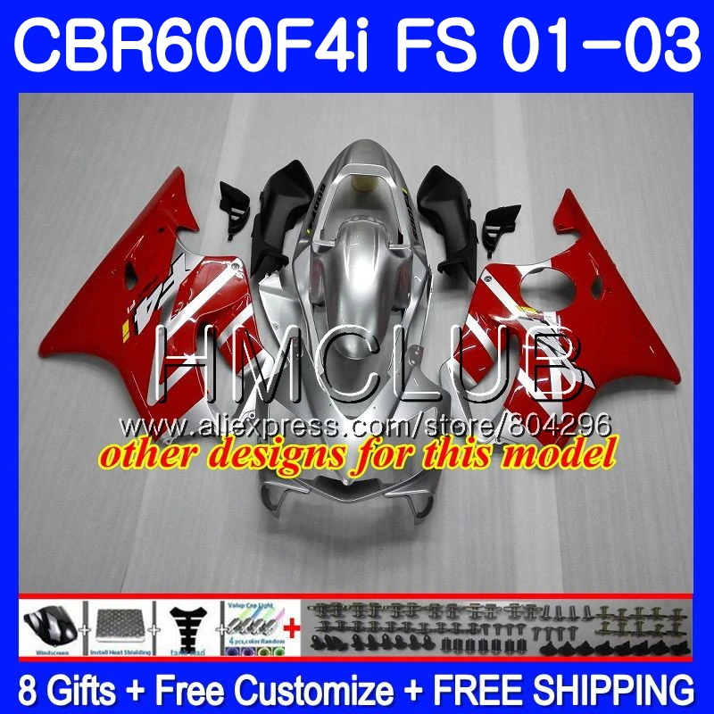 Body For HONDA CBR600F4i CBR600FS CBR600 F4i 01 02 03 61HM20 CBR 600 FS 600F4i 2001 2002 2003 Repsol red blk Fairing | Автомобили и