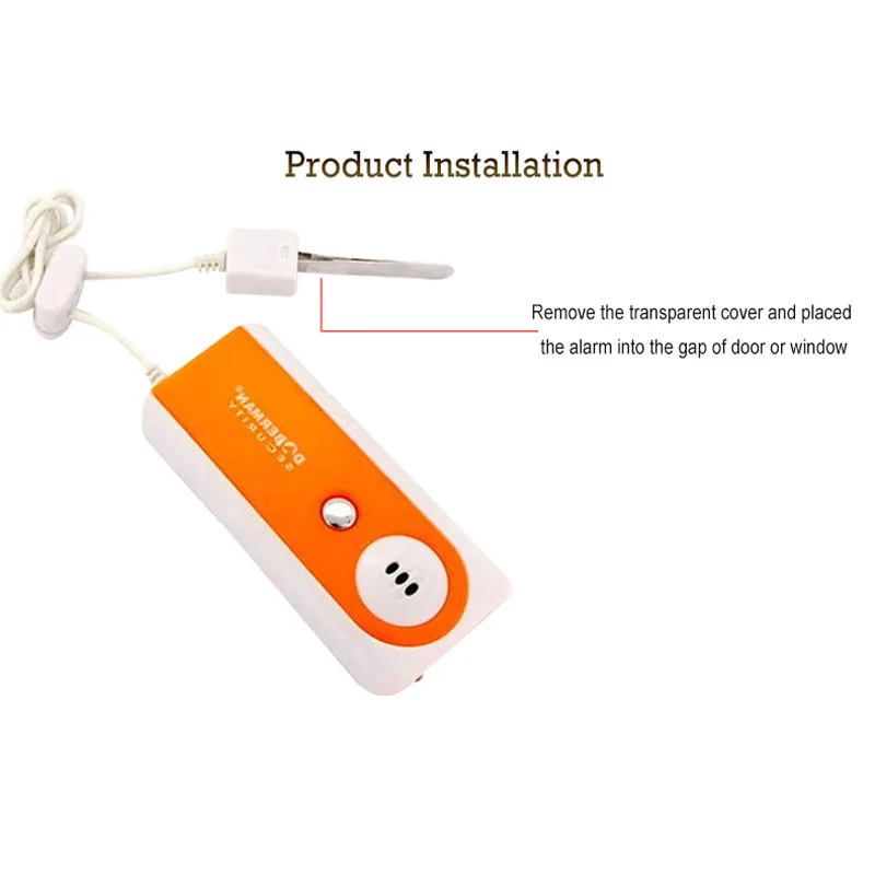 Сигнализация безопасности с фонариком Портативная сигнализация для дверей