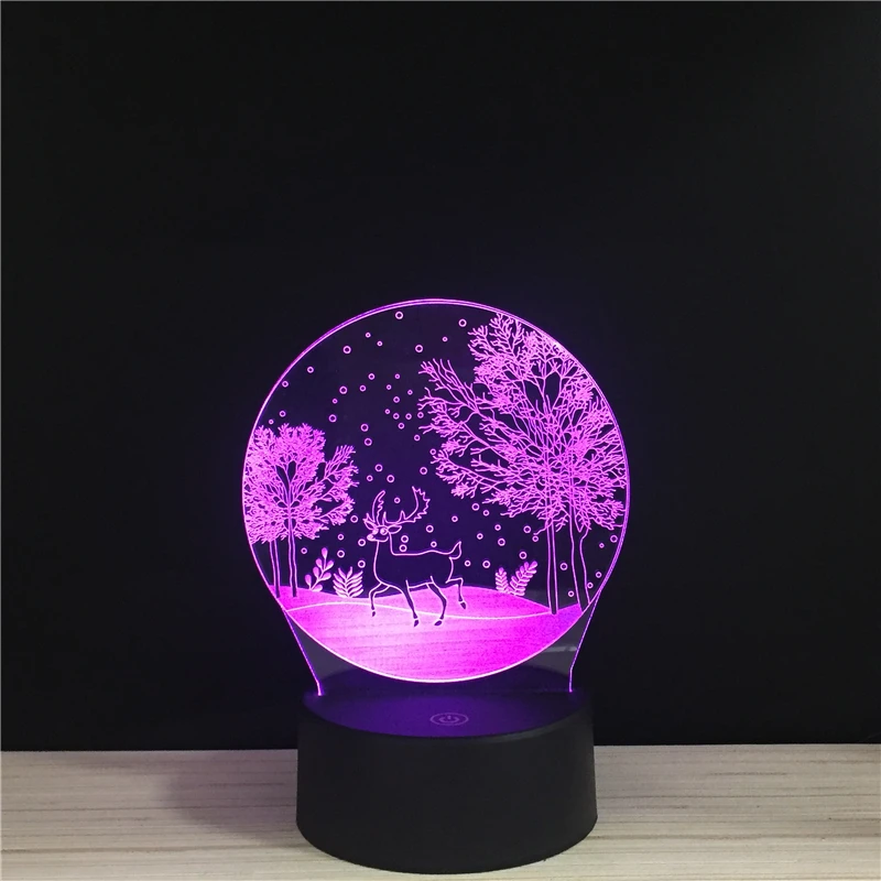 Светодиодная 3D Ночная лампа таинственная страна чудес мультяшный олень