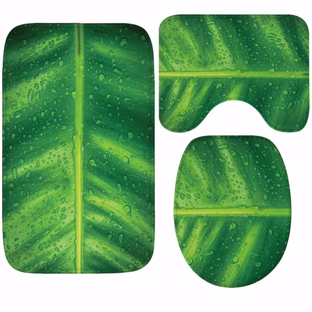 CAMMITEVER Противоскользящий коврик для унитаза креативный с зелеными листьями