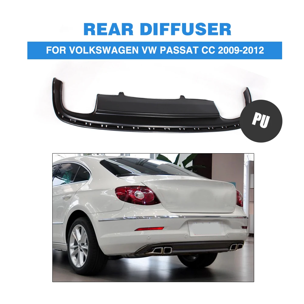 Диффузор, губа на задний бампер спойлер фартук для Volkswagen VW Passat CC 2009-2012 PU матовый черный