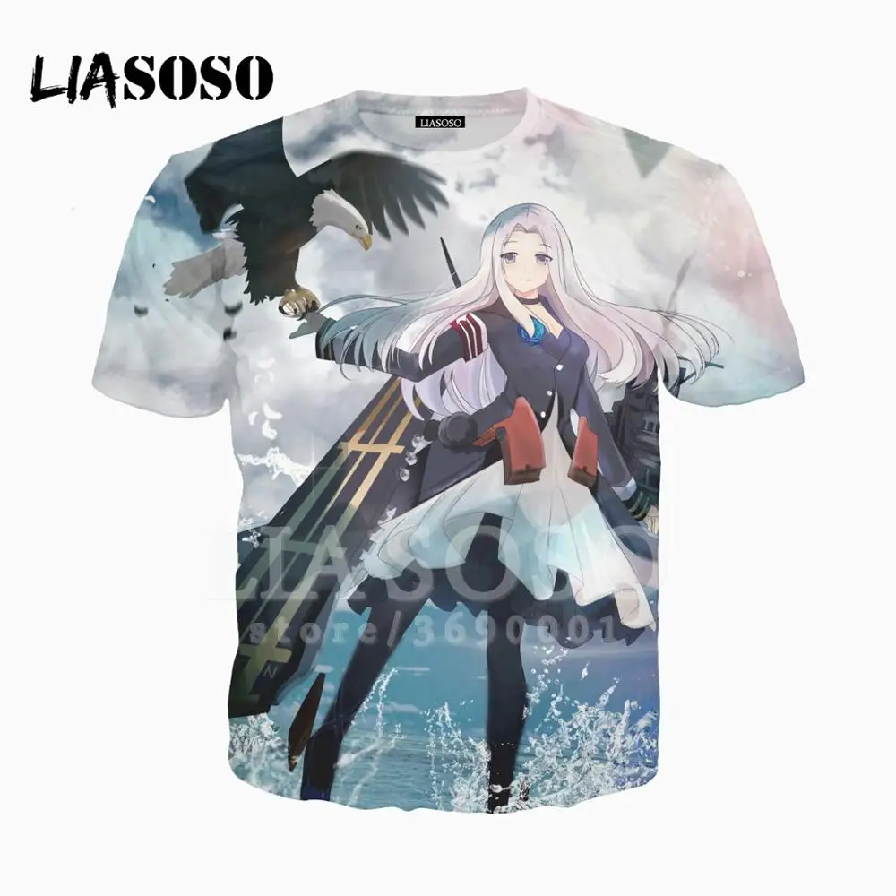 LIASOSO 3D унисекс с принтом аниме милые девушки Azur Lane футболка с круглым вырезом в стиле Харадзюку хип-хоп Hispter Повседневное Топы A499 - Цвет: 2
