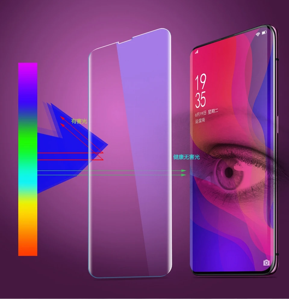 Полное покрытие жидкий клей УФ закаленное стекло для oppo Find X защитная пленка, стекло для oppo Findx протектор