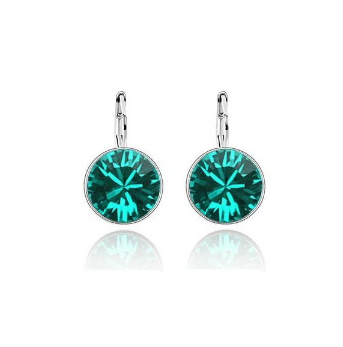 Blue zircon OMH, купить 5 пар, 20% 9 цветов, 18 К, белое золото, австрийские кристаллы, модные хрустальные карамельные свисающие серьги,, EH164 - Окраска металла: Blue zircon