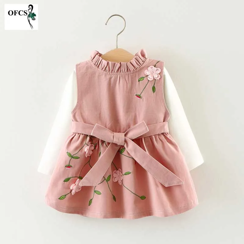 Новый летний комплект одежды для девочек модное платье-майка с вышивкой +