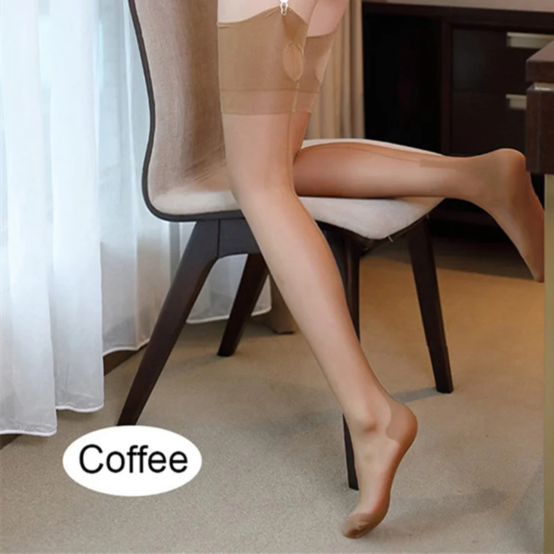 Coffee Сексуальные чулки для подвязок, эротическое белье, сексуальные Чулочные изделия, ультратонкий чистый нейлон, чулки до бедра, изысканная упаковка - Цвет: Coffee