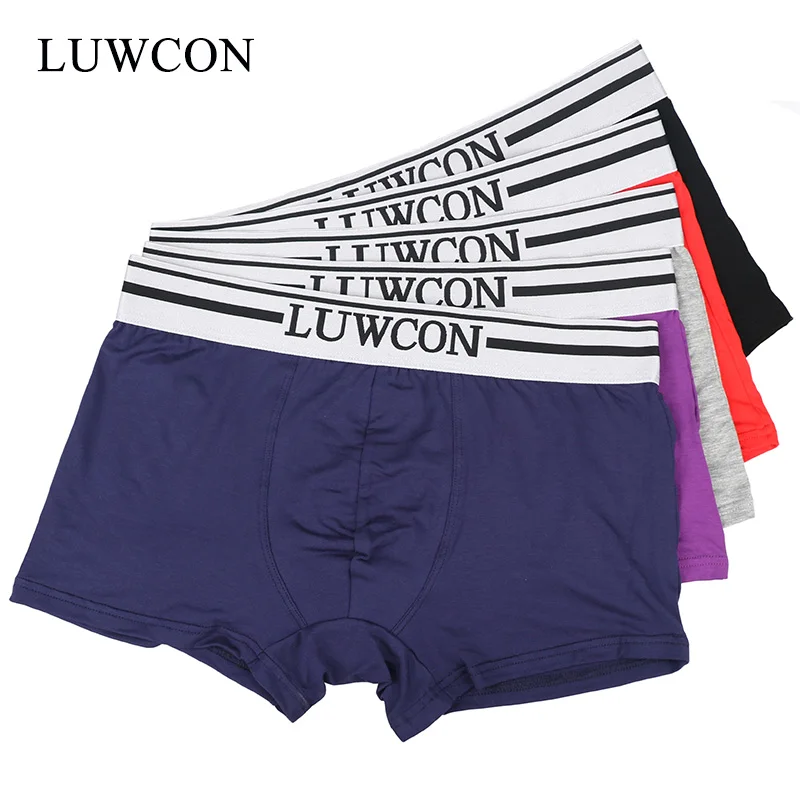 Многоцветный Бренд LUWCON, 5 шт./лот, мужское нижнее белье, шорты-боксеры из модала, мягкие дышащие трусы, u-образные выпуклые мужские боксеры - Цвет: Многоцветный