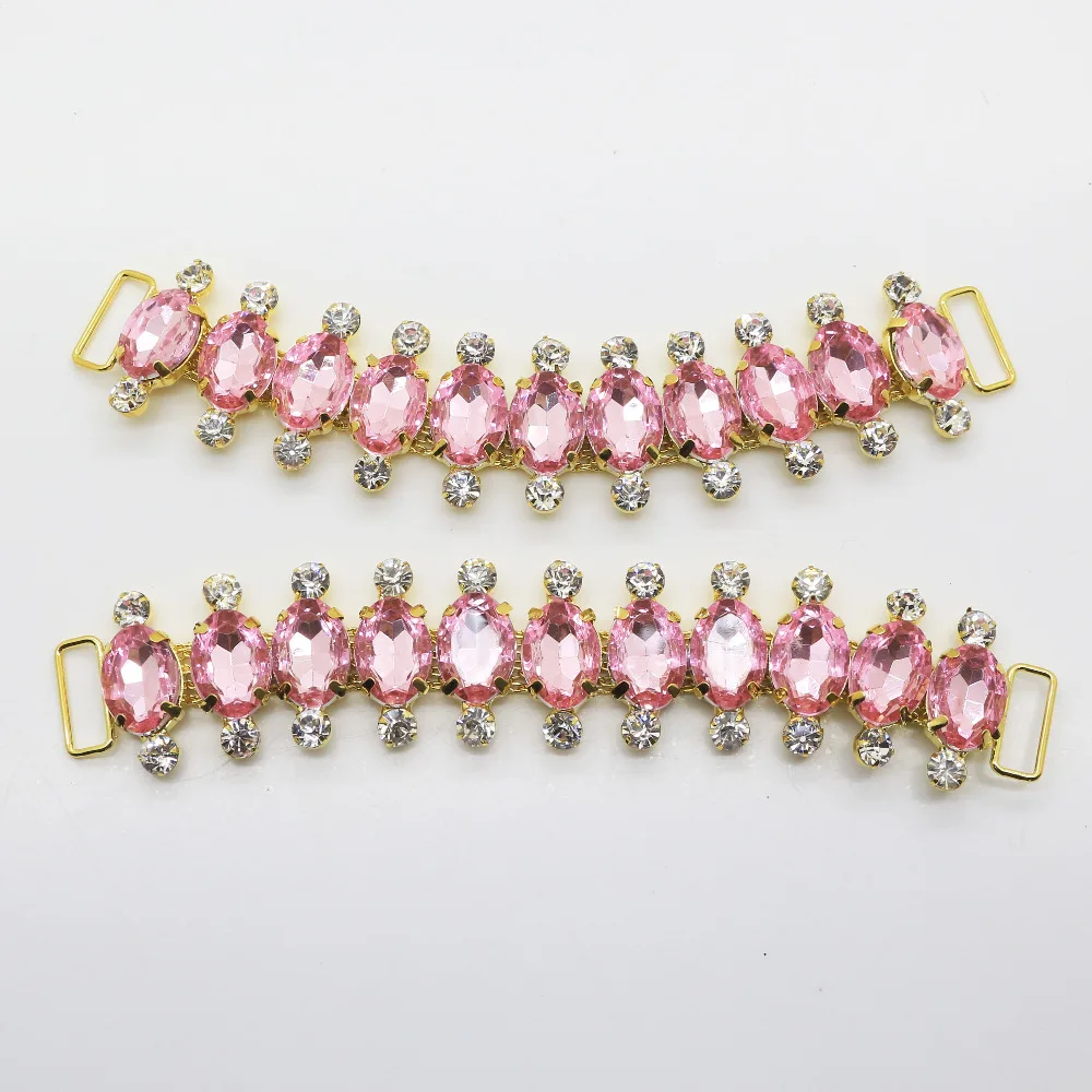 2 шт горного хрусталя бикини пряжки розовый DIY Металлические цепи разъемы одежда