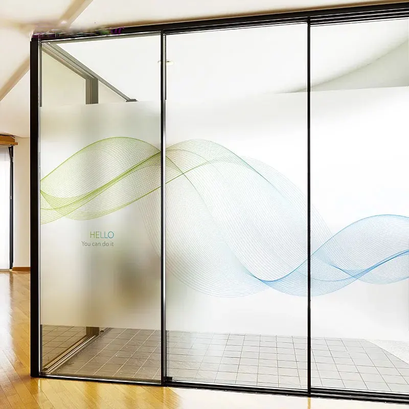 

Wave office glass film stained window opaque sticker static cling decor privacy custom size meeting room sliding door decals