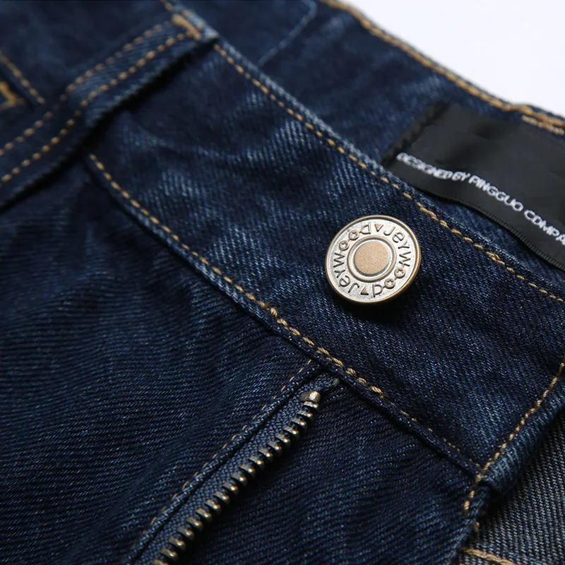 Мужские классические джинсы с высокой талией плотные Прямые хлопковые