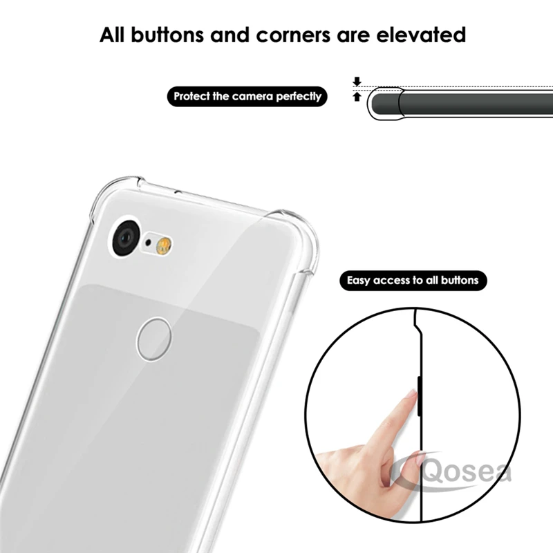 Qosea для Google Pixel 3 XL чехол прозрачный тонкий мягкий силиконовый Ультра прозрачная