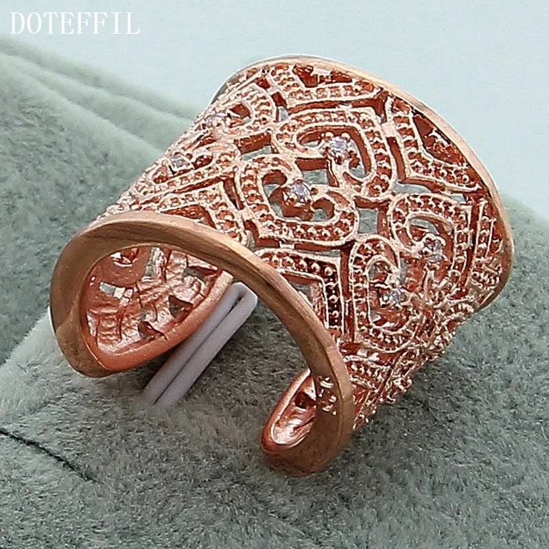 Кольцо DOTEFFIL женское из серебра 925 пробы с крупной сеткой розового золота |