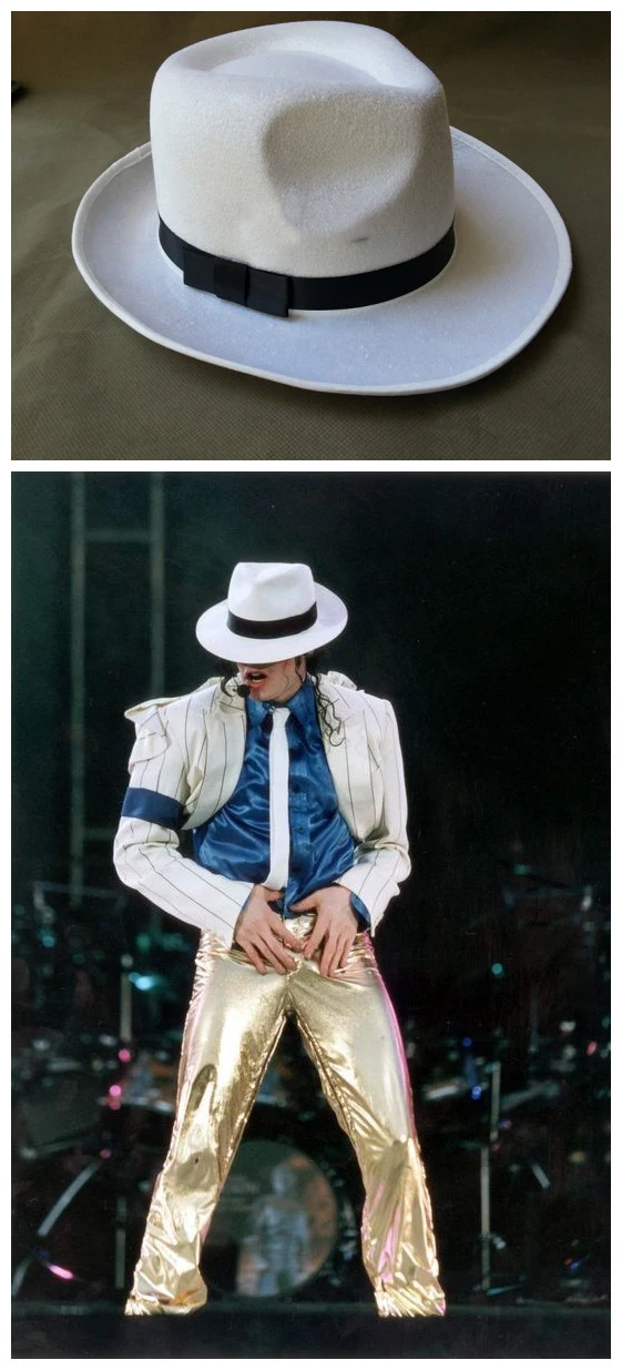 Шляпа для косплея Майкла Джексона фетровая шерстяная шапка с лентой черно белая