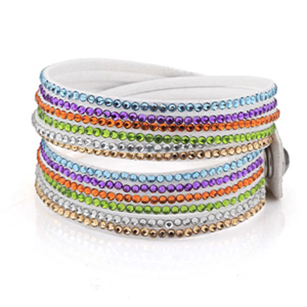 Многослойный кожаный персональный гематит Lucky полностью Кристальный браслет с