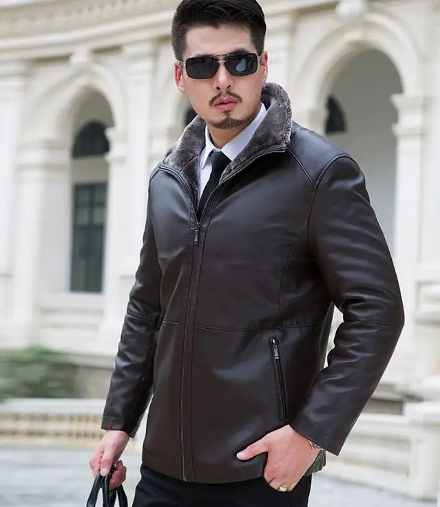 Лидер продаж/Зимняя Мужская Новая мода меховые Длинные Плюшевые кожаные куртки