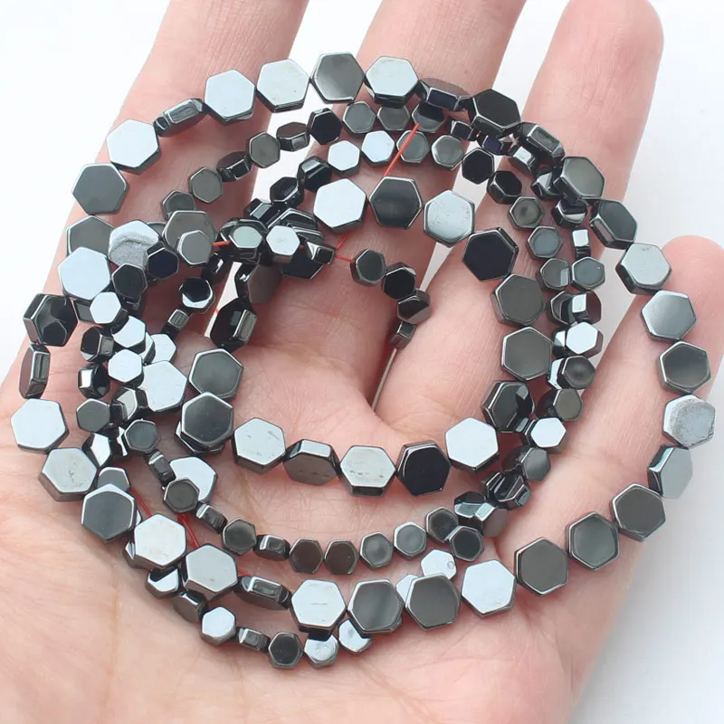 Very Shining! Natural Hematite Hexagonal Plate beads 15inch, For DIY Jewelry Making, pendant,necklace - Цвет: Black