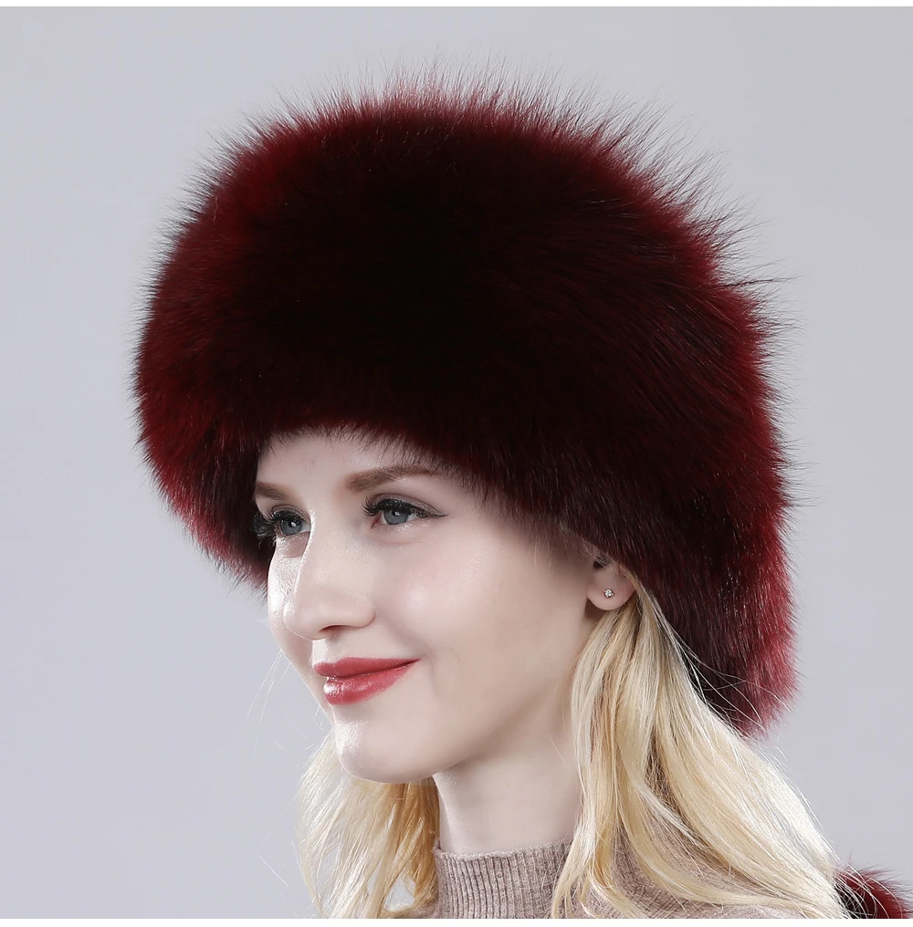 New Style Fashin Girl Genuine Fox Fur Hat Warm Soft Natural Fox Fur Bomber Caps Lady Luxurious Quality Real Fox Fur Hats