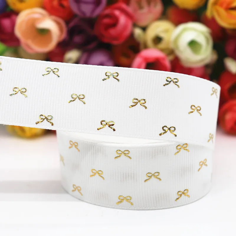 5 ярдов Grosgrain лента с золотым бантом печатная лента " 25 мм/1,5" 38 мм пробки для бутылок DIY ремесла аксессуары ручной работы M19060801