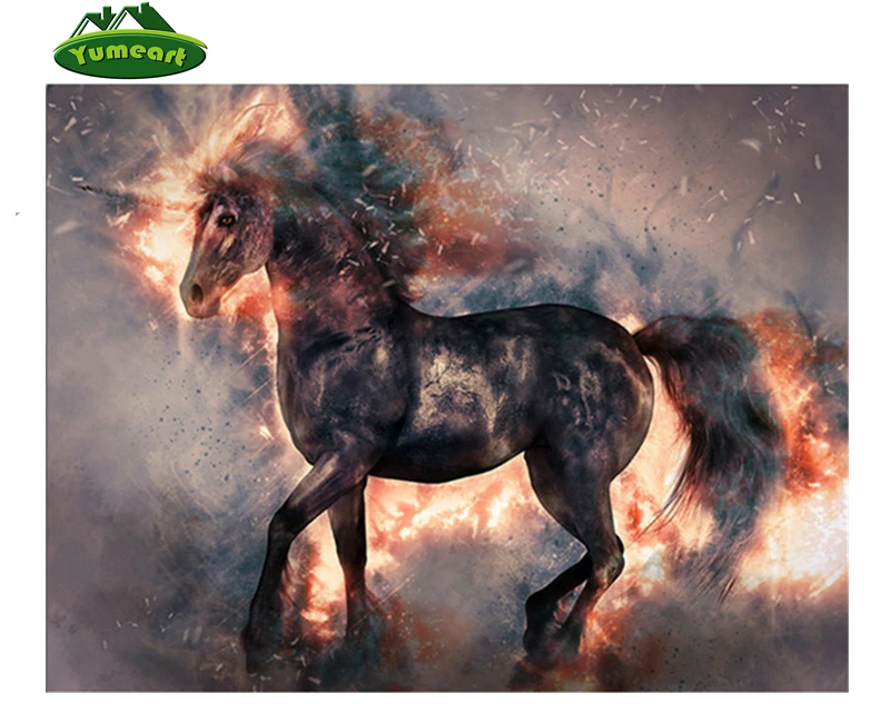 Diy 5D алмазов картина огненная лошадь животного квадратные Стразы Алмазная