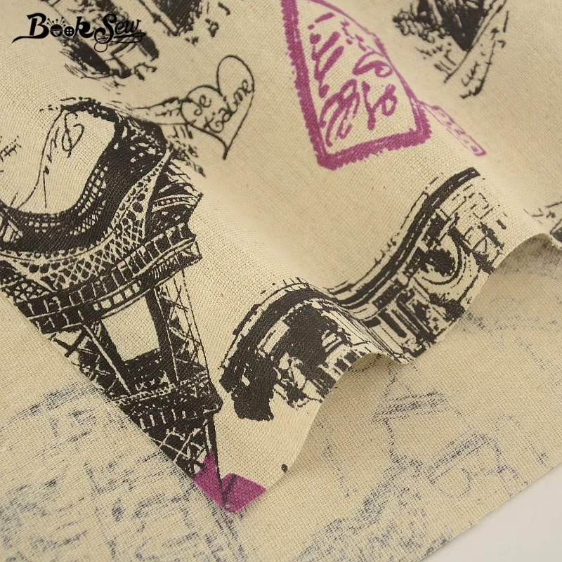 Booksew африканская Анкара льняная ткань Парижская тема Атласная Ткань Скатерть DIY сумка занавес Tissu лоскутное Zakka швейный материал