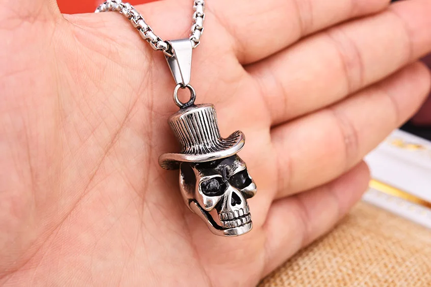 316L Нержавеющая сталь готический панк черепа черный серебристый цвет Тон