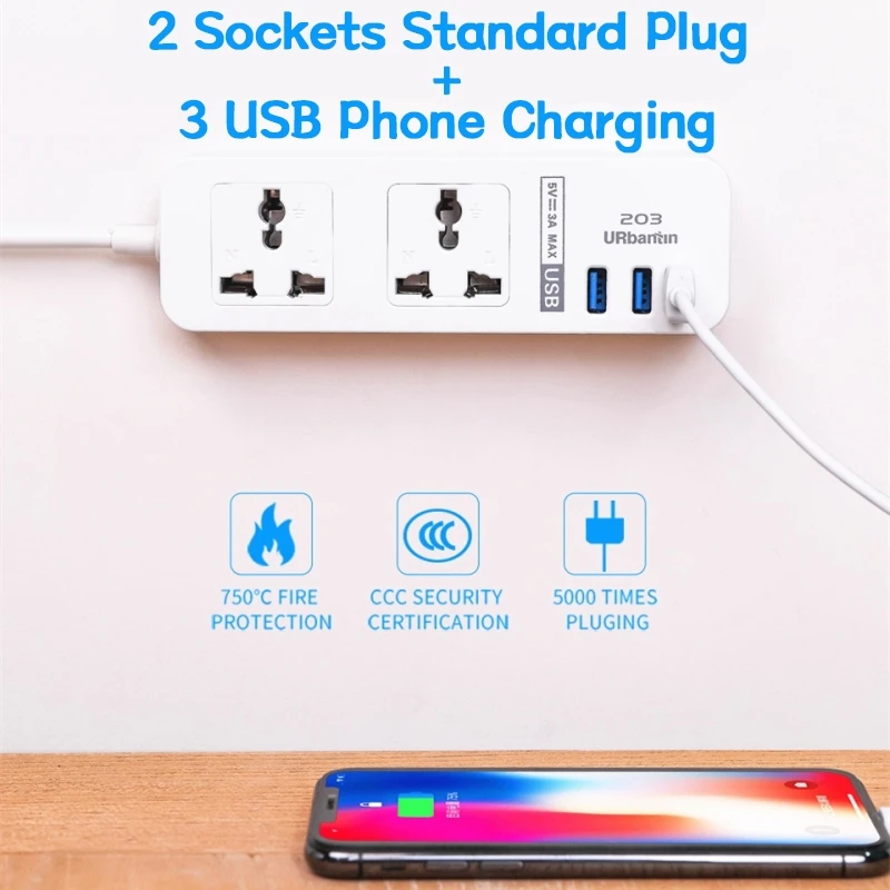 Musubo Быстрая Зарядка телефона 3 USB для iPhone 5 6 7 8P Зарядные устройства+ 2 гнезда стандартный разъем умный дом электронный разъем питания