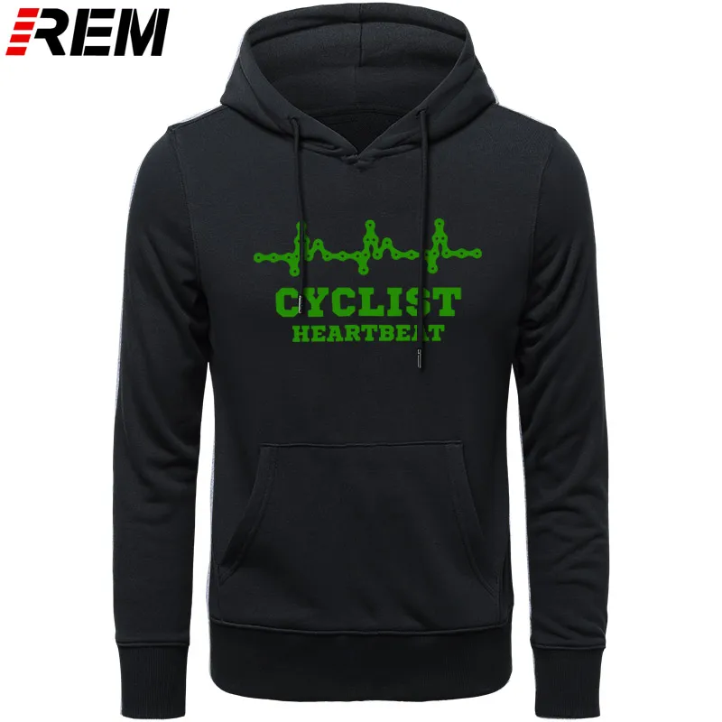 Для мужчин s CYCLINGer Cyclist Heartbeat Горный Дорожный велосипед Забавный велосипед мужские повседневные толстовки с длинными рукавами в китайском стиле, толстовки - Цвет: BLACK GREEN