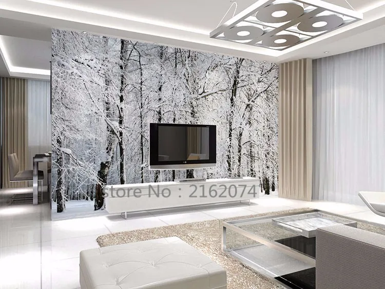 Beibehang снег березовый лес пейзаж зима фото обои украшения дома обои 3D гостиная спальня обои Фреска