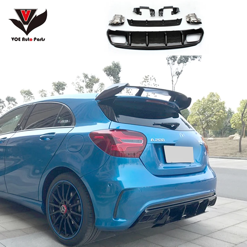 W176 ABS Пластик A45 рассеиватель AMG с 4 Выпускной советы для Mercedes-Benz A-class W176 Sport Edition A180 A200 2013