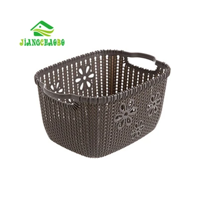 JiangChaoBo пустотелая корзина для хранения из искусственного ротанга, пластиковая настольная корзина для хранения, кухонная коробка для хранения еды для перекуса, корзина для игрушек - Цвет: M Brown