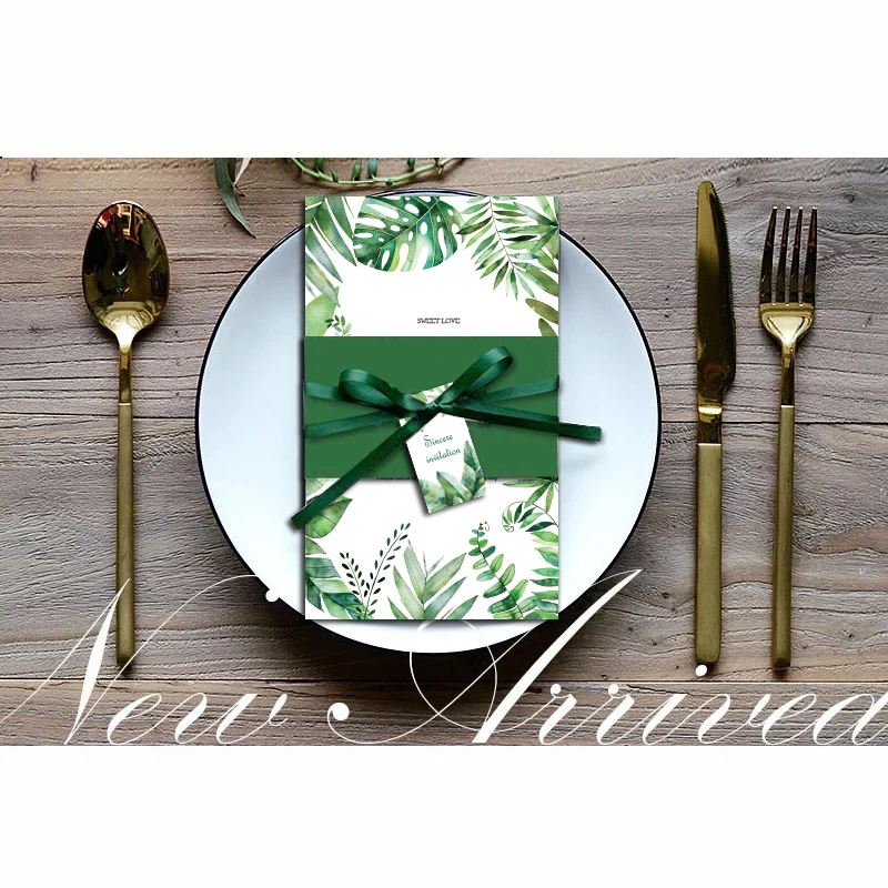 

2019 новые зеленые тема бумага приглашения на свадьбу casamento Декор пригласительных билетов вечерние поставки по индивидуальному заказу вечер...