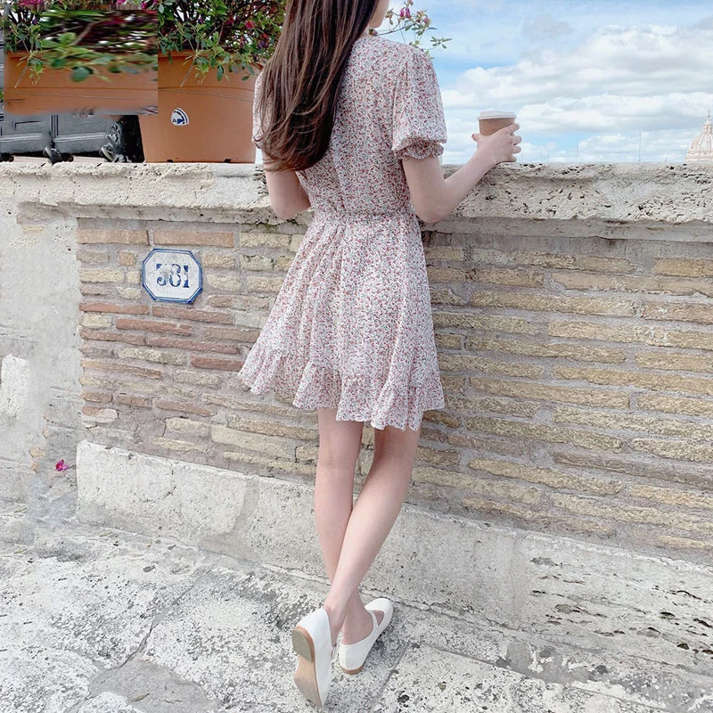 Свежее Цветочное платье женское корейское японское консервативное Стильное