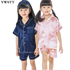 Summer Boys Nightwear Cartoon Lace Sleepwear Set Girls Clothing Set Home Clothes Pajamas Cotton Solid Boys Sleepwear