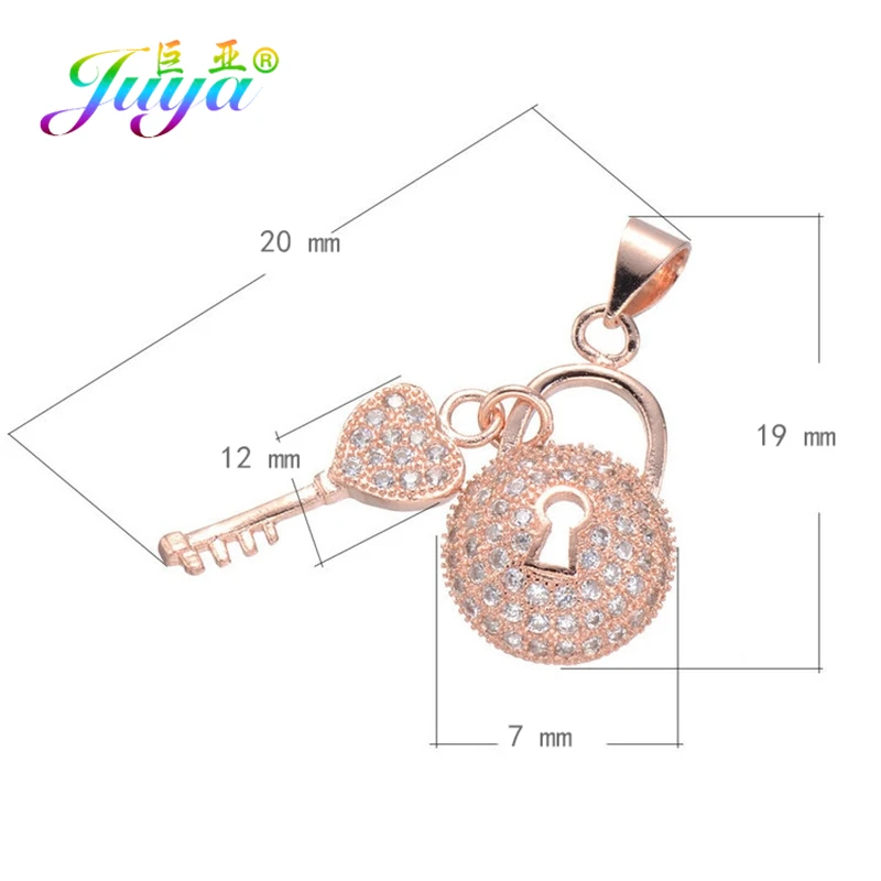 Rose Gold Juya DIY Ювелирные компоненты золото/серебро/розовое золото медальон сердце ключ Подвески и кулоны, аксессуары для женщин модные ювелирные изделия - Окраска металла: Rose Gold