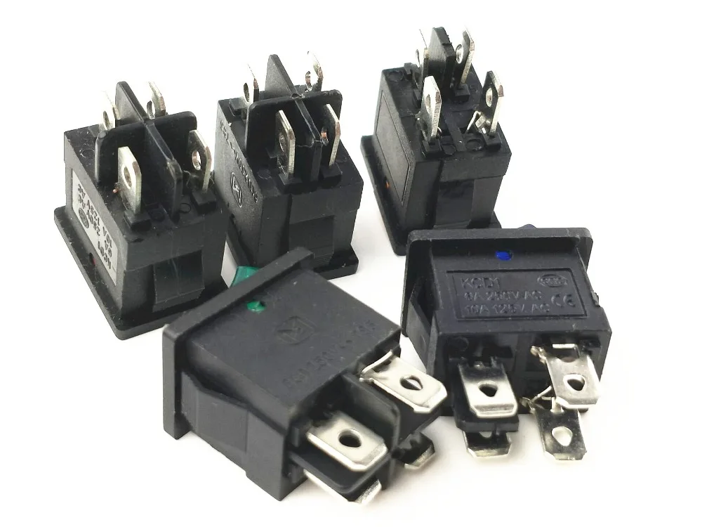 Выключатель DPST 4P с подсветильник кой 6 А/250 В 10 А/125 переменного тока|snap switch|snap insnap