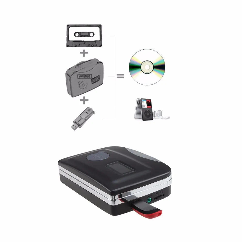 USB Cassette Player and Converter Convert the old cassette tapes to MP3 directly Flash Disk |