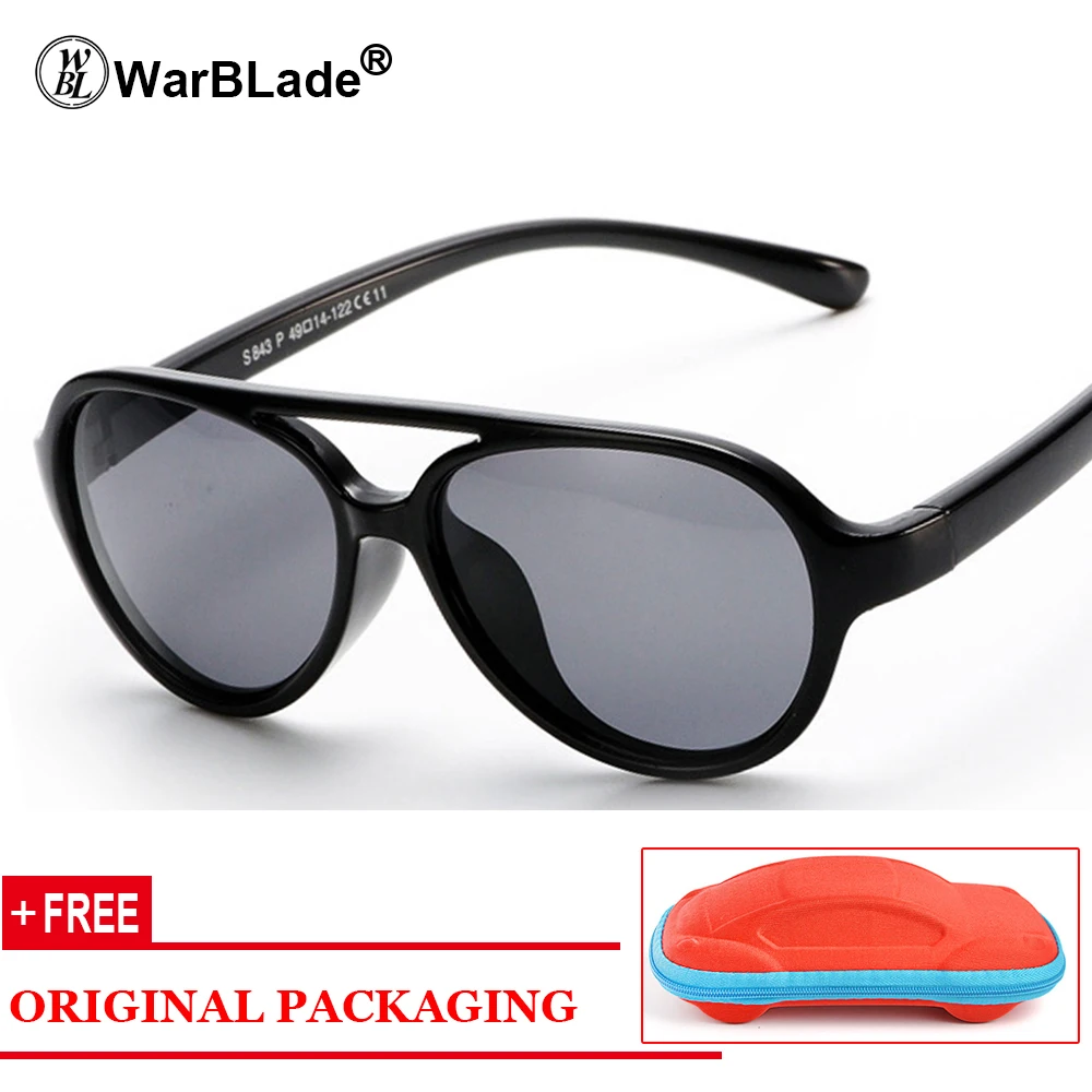 bright black WarBLad Модные Детские поляризованные солнцезащитные очки Childre детские очки с гибкой оправой защитные очки солнцезащитные очки UV400 для мальчиков и девочек - Цвет линз: bright black
