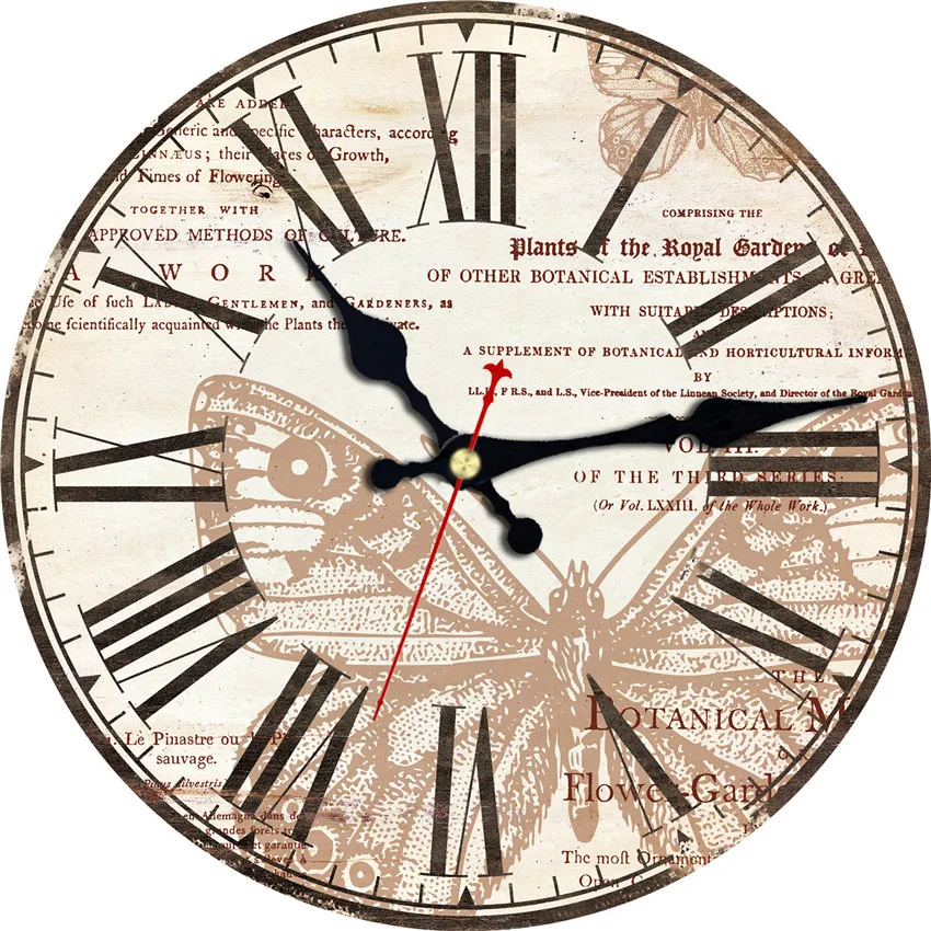 Butterfly Flying Large Decorative Round Wall Clock Living Room Decor Saat Fashion Silent Vintage Watch New Year Gift | Дом и сад