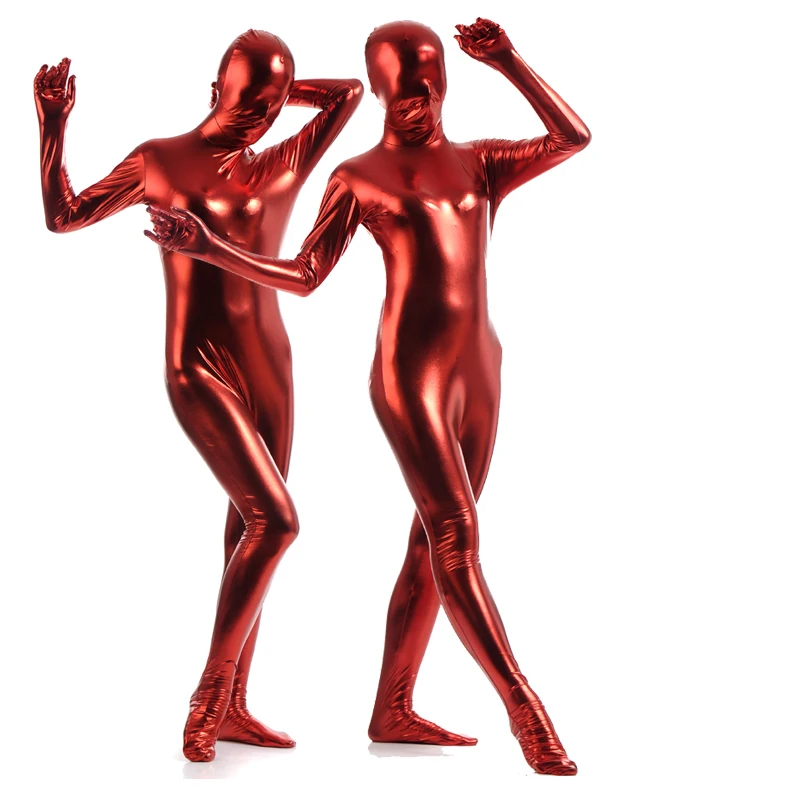 Блестящий металлический Zentai костюм кошка 11 цветов стильный полноразмерный