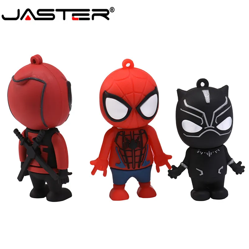 JASTER USB 2,0 новая горячая мода Человек-паук Черная пантера Дэдпул реальная емкость USB флэш-накопитель 4 ГБ/8 ГБ/16 ГБ/32 ГБ/64 ГБ