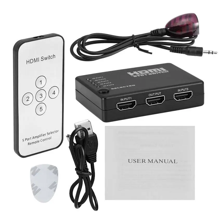 EastVita HDMI 5 Порты и разъёмы коммутатор 1080 P 3D HDMI Splitter с ИК Беспроводной удаленного Управление для HDTV DVD для PS3 XBox 360 r29
