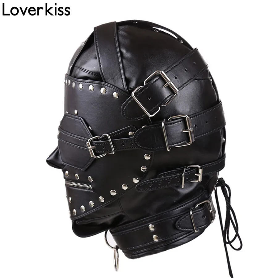 Маска для бондажа Loverkiss маска бандаж из искусственной кожи взрослых|bondage hood|head