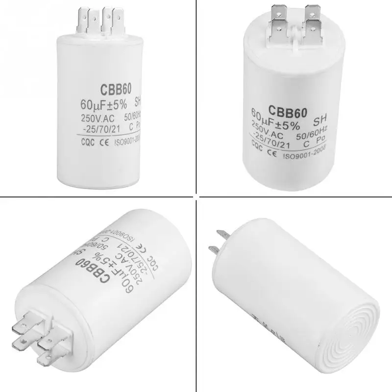 AC 250V CBB60 цилиндрический конденсатор для запуска двигателя 60 мкФ 50/60HZ моторный
