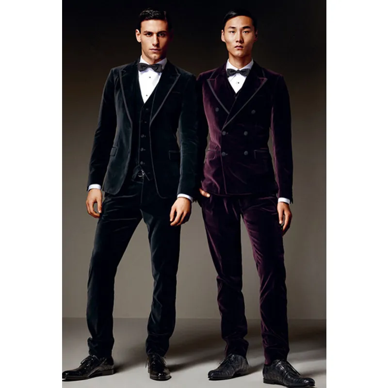 2017 последний дизайн пальто брюки фиолетовый бархатный мужской костюм (пиджак +