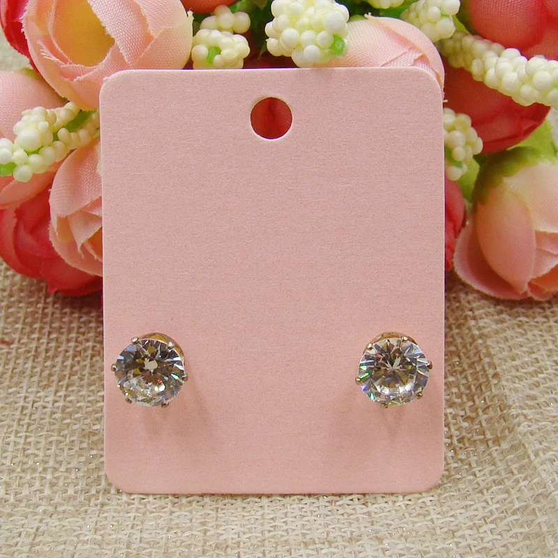 Оптовая торговля жемчужно розовые бумажные серьги гвоздики карты 200 шт + opp мешок