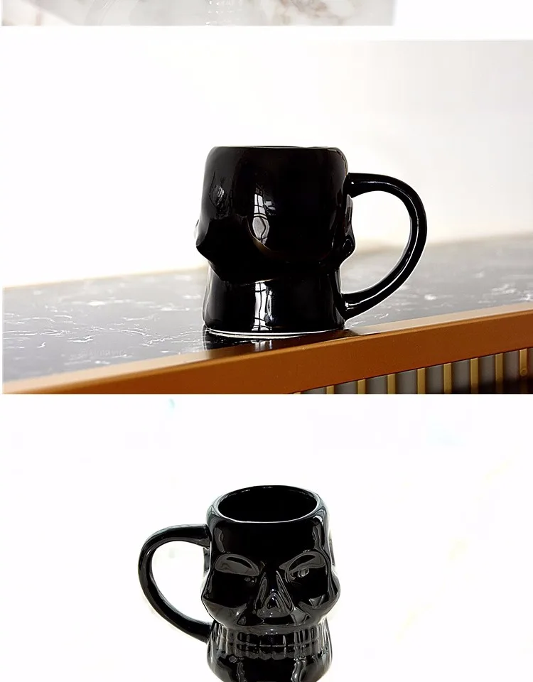 Halloween skull mug black personality beer glass cup punk wind mug terrify themes