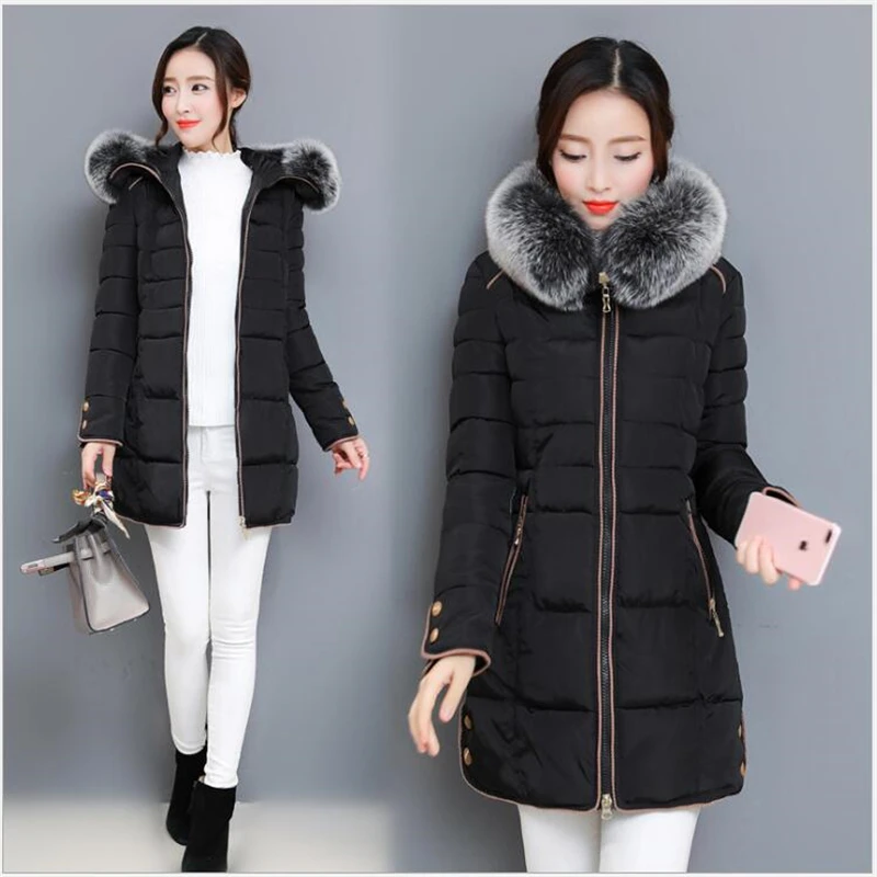 parkas mujer 2019 women winter coat hooded warm plus size cotton padded jacket female long parka womens wadded G133 | Женская одежда