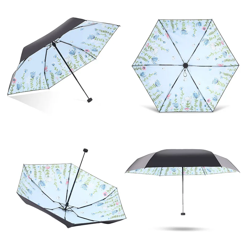 Мини зонт от солнца и дождя для девочек качественный Карманный складной зонтик с