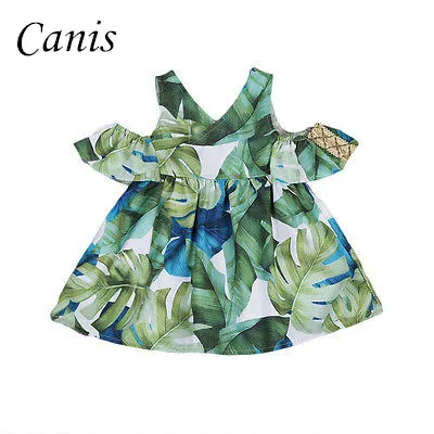 Новое платье принцессы для маленьких девочек зеленое с открытыми плечами и